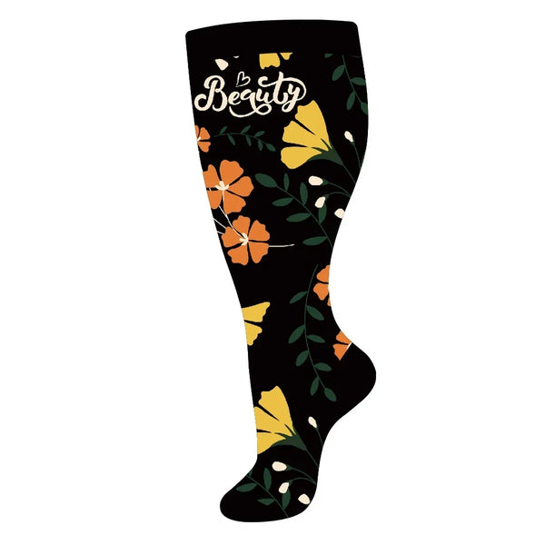 Marigold Black Wide Calf Compression Socks