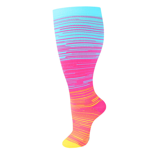 Teal Ombre Wide Calf Compression Socks