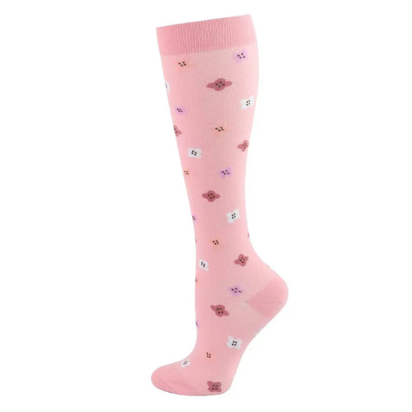 Pink Four Petal Compression Socks