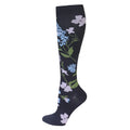 Blue Pink Floral Compression Socks