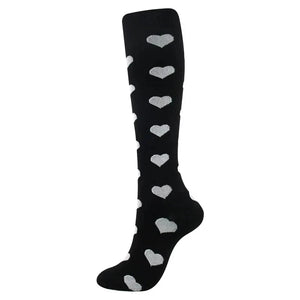 White Heart Compression Socks