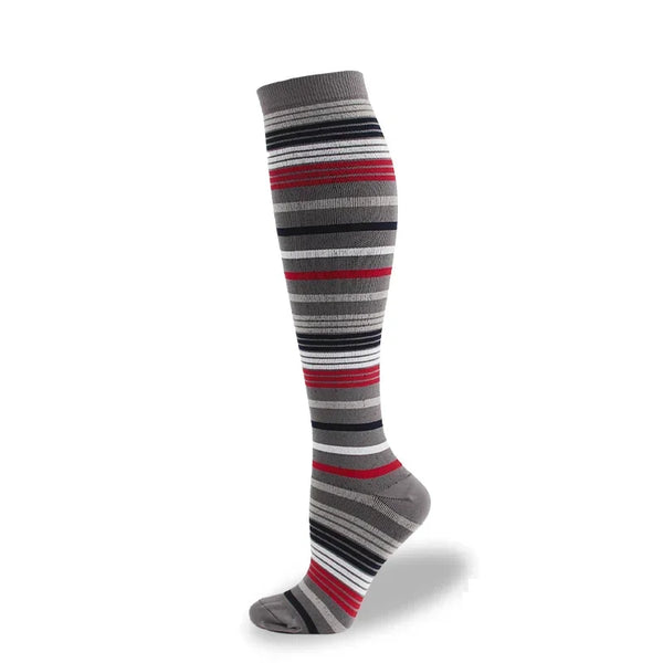 Grey Multi Stripe Compression Socks