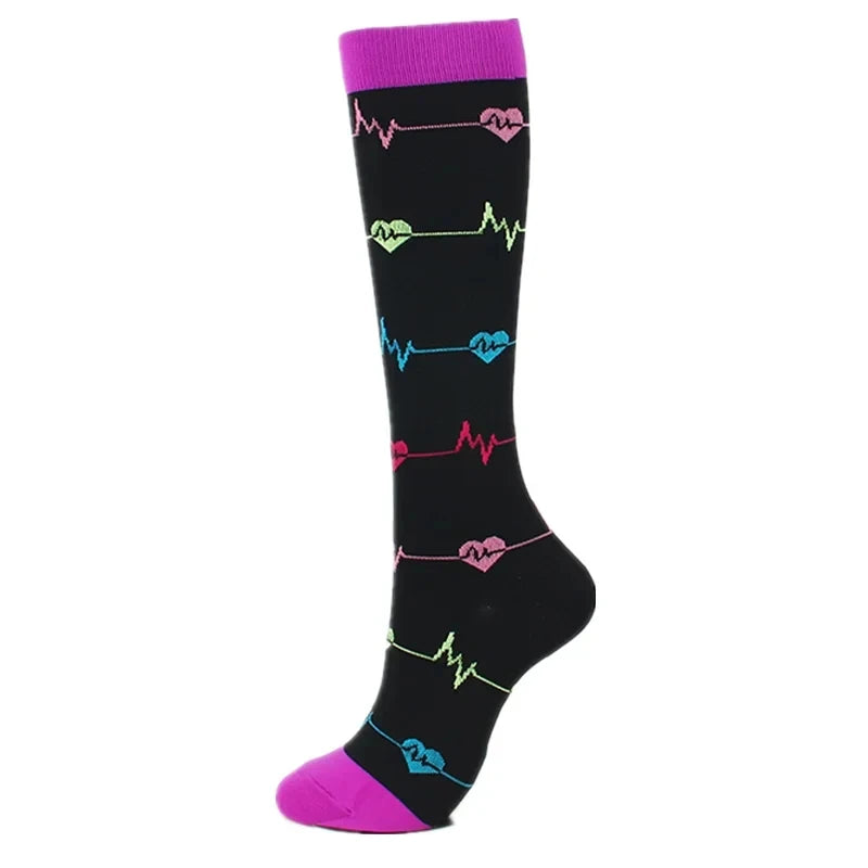Neon Heartbeat Compression Socks