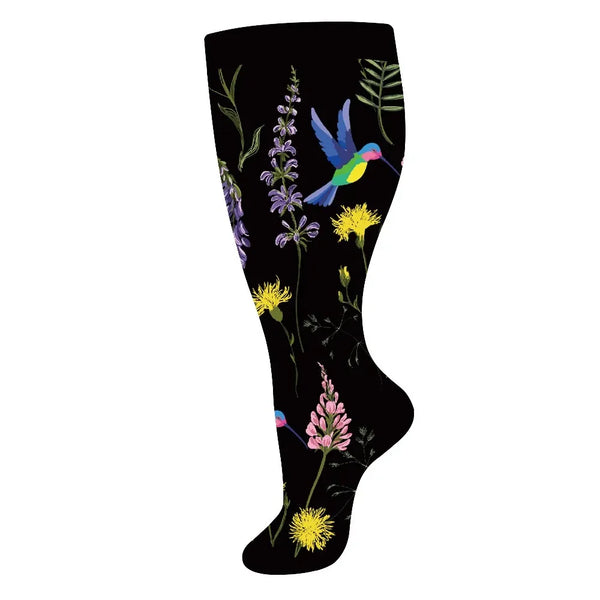 Hummingbird Black Wide Calf Compression Socks