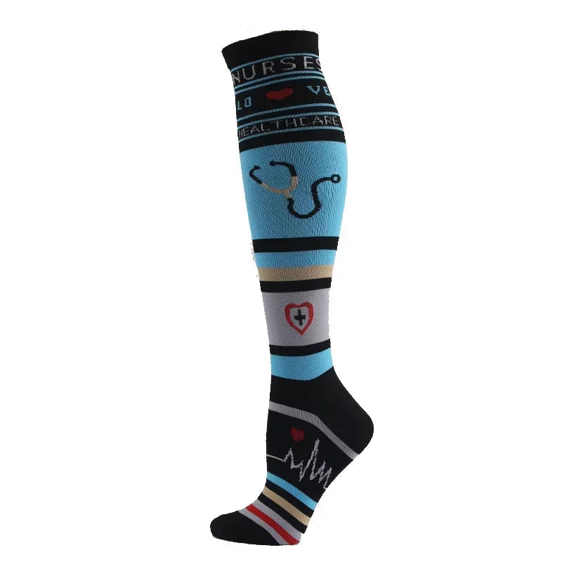 Stethoscope Blue Compression Socks