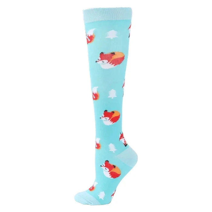 Fox and Tree Compression Socks