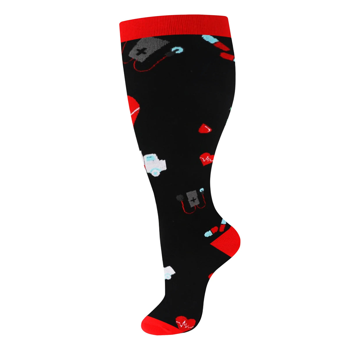 Medical Icon Black Wide Calf Compression Socks