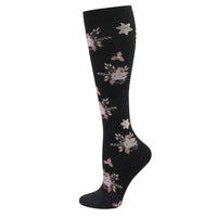 Black Floral Compression Socks