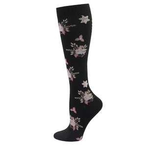 Black Floral Compression Socks