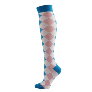 Blue Argyle Compression Socks