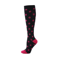 Black and Pink Polka Dot Compression Socks