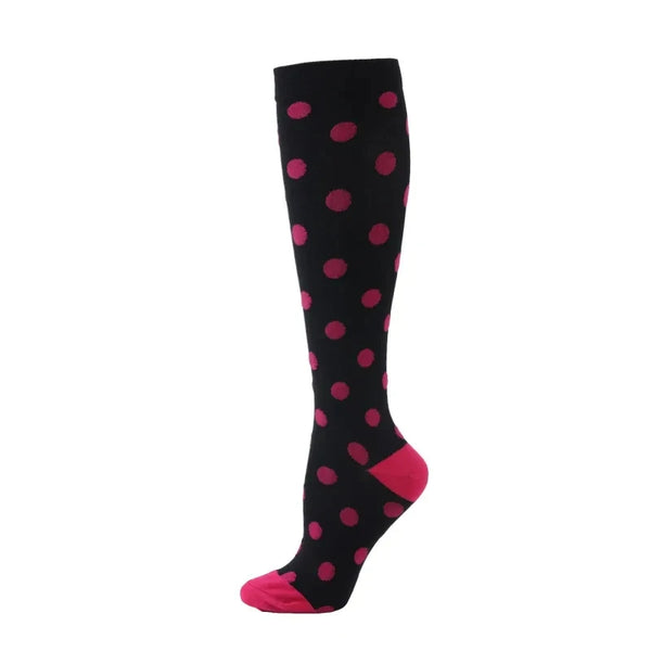 Black and Pink Polka Dot Compression Socks