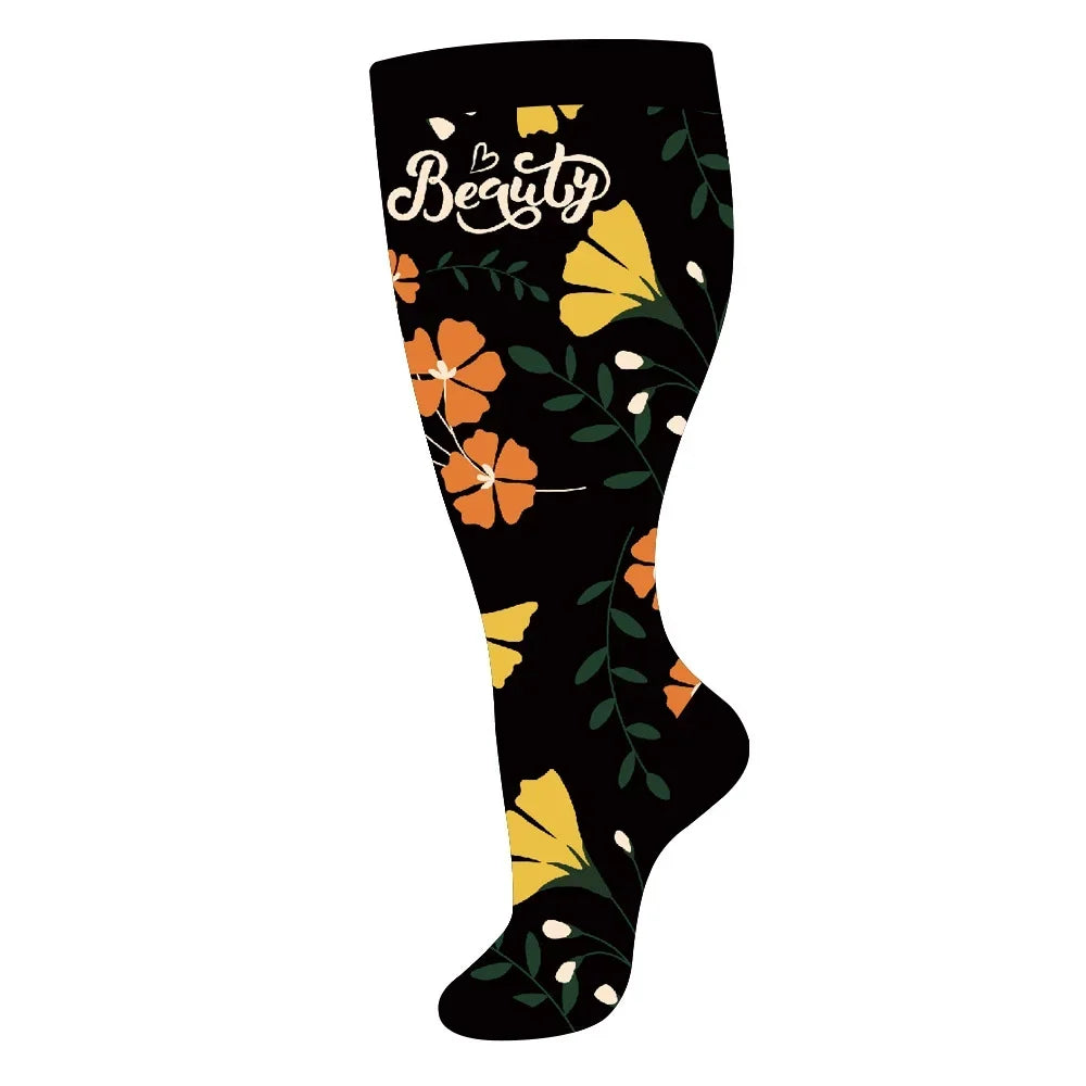 Marigold Black Wide Calf Compression Socks