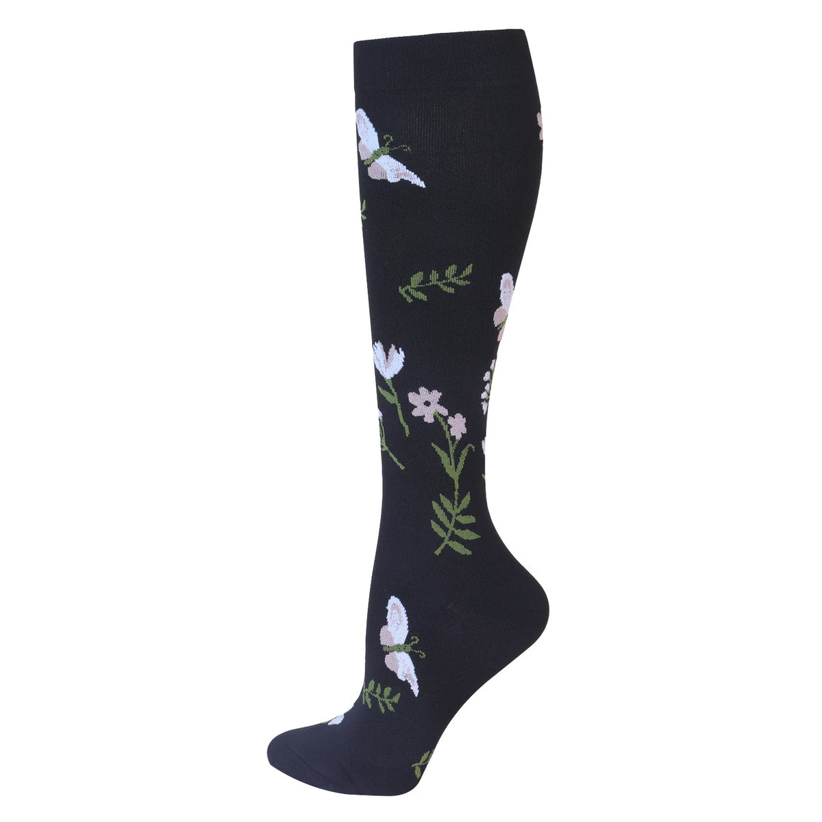 White Butterfly Compression Socks