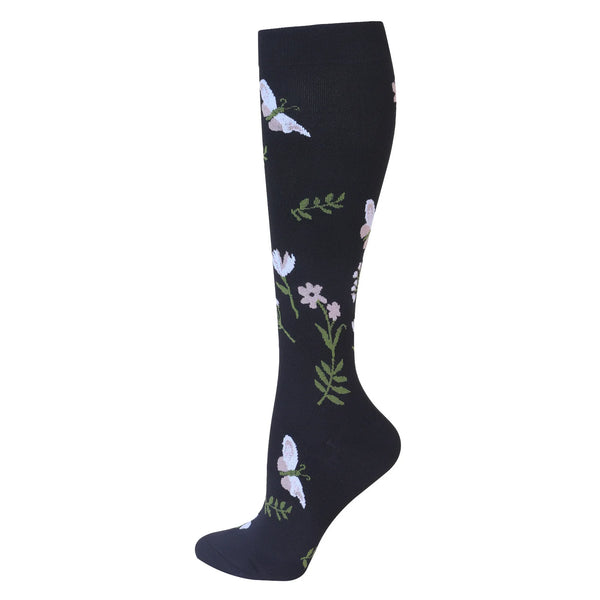 White Butterfly Compression Socks