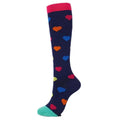Navy Rainbow Hearts Compression Socks