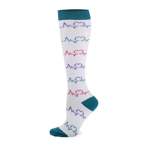 White Heartbeat Compression Socks