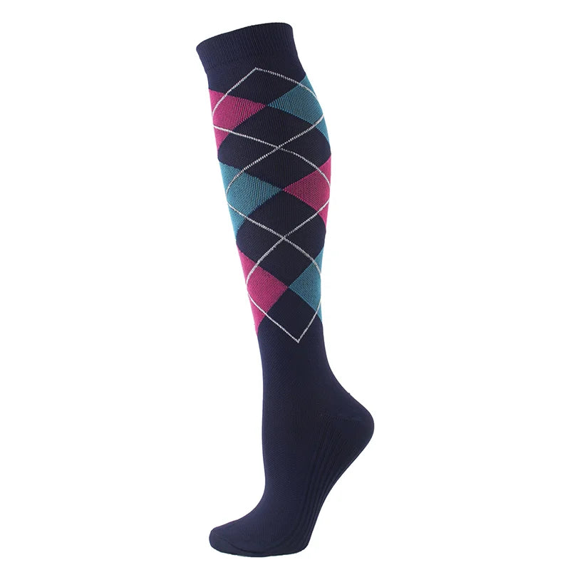 Navy Argyle Compression Socks