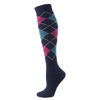 Navy Argyle Compression Socks