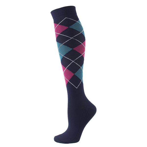 Navy Argyle Compression Socks