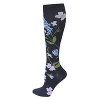 Blue Pink Floral Compression Socks