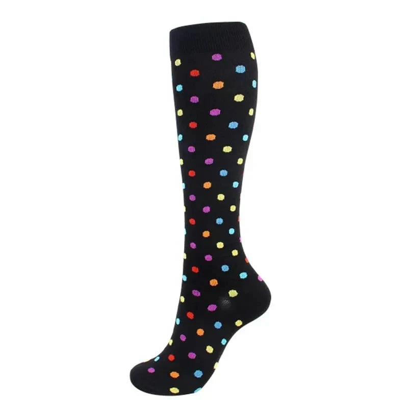 Black Confetti Dot Compression Socks