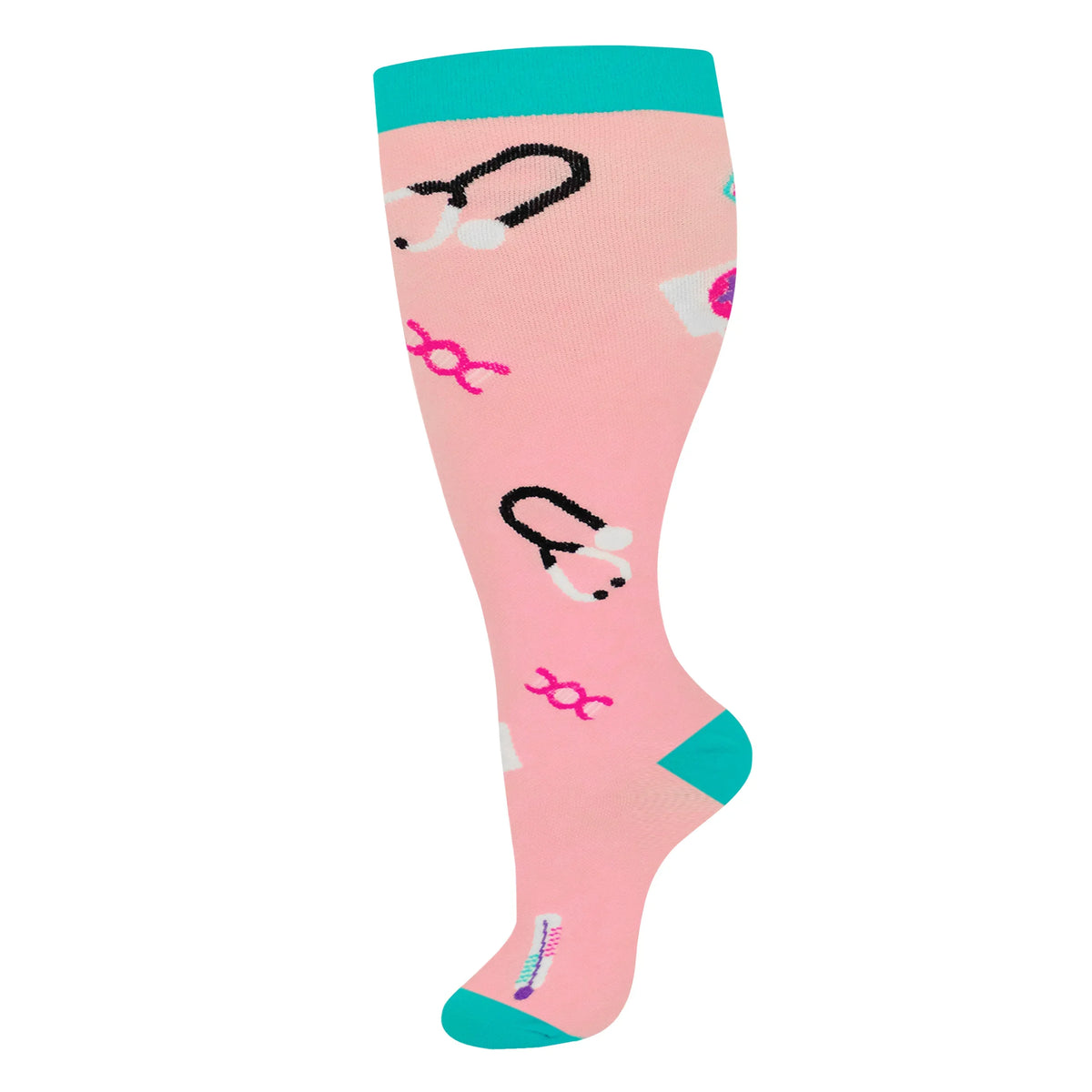 Stethoscope Pink Wide Calf Compression Socks