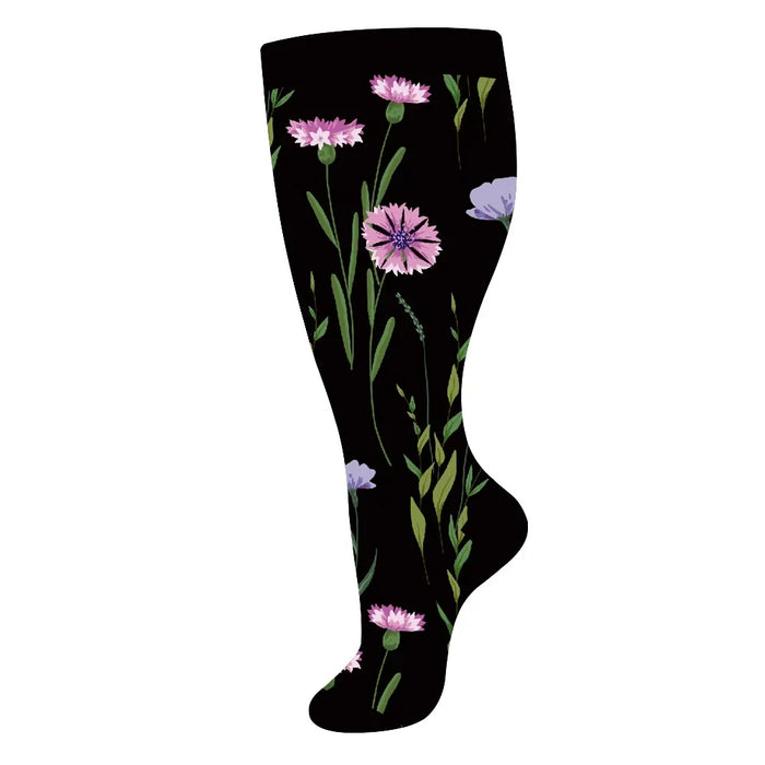 Lavender Black Wide Calf Compression Socks