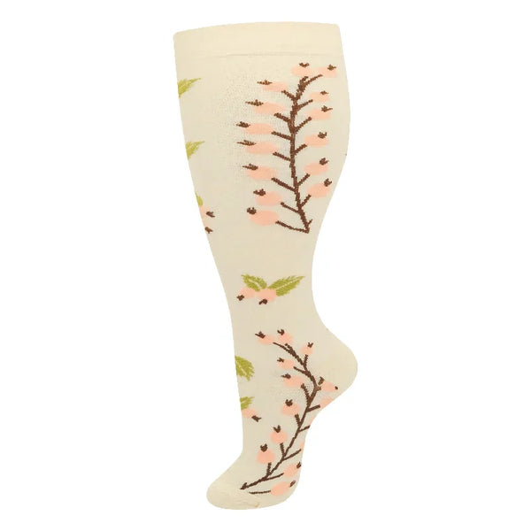 Orange Blossom Cream Wide Calf Compression Socks
