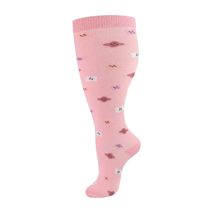 Purple Cloud Pink Wide Calf Compression Socks