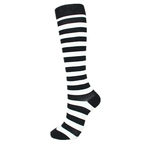 Black and White Stripe Compression Socks