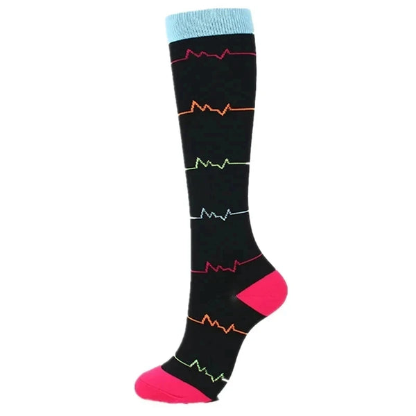 Black Rainbow Heartbeat Compression Socks