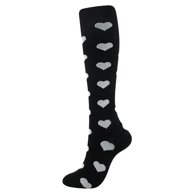 White Heart Compression Socks
