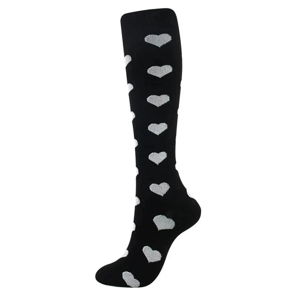 White Heart Compression Socks