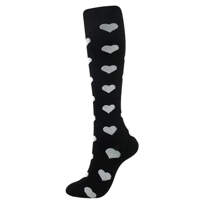 White Heart Compression Socks