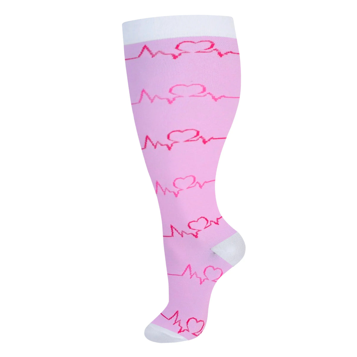 Pink Heartbeat Wide Calf Compression Socks