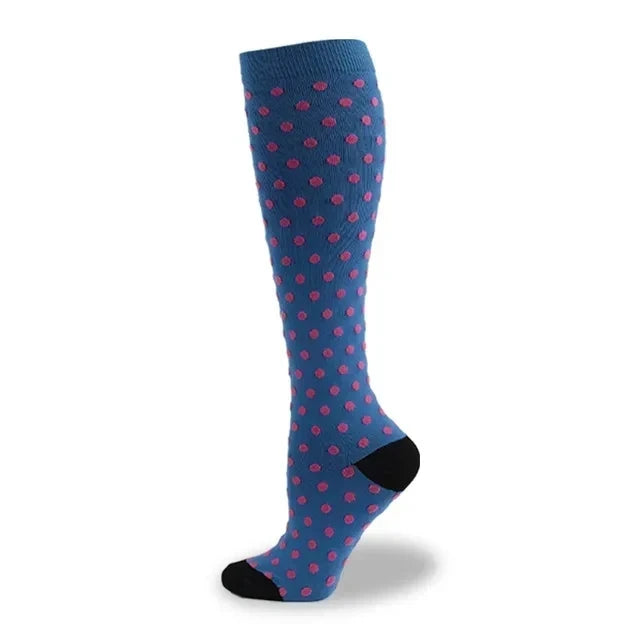 Blue Polka Dot Compression Socks
